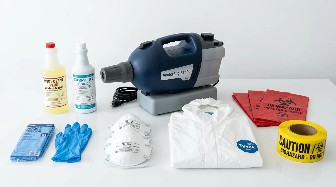 Professional biohazard remediation crew working in Merrick